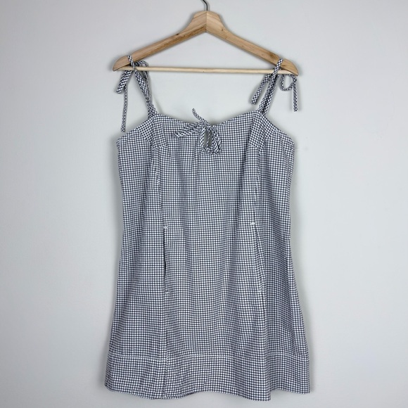 Free People Arlo Plaid Mini Dress Slouchy Sweetheart Neck  Medium Ivory Combo - Picture 7 of 16